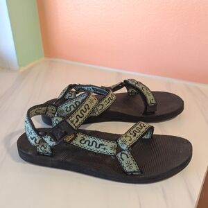Teva Original Universal 10 Snake Black and Green Sandals